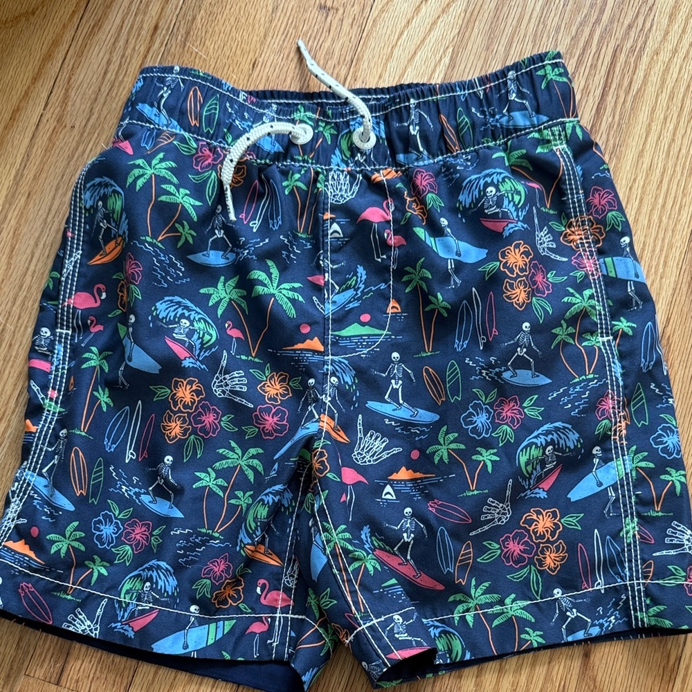 Gap Kids Navy Tropical Surf Print Swim Shorts size S